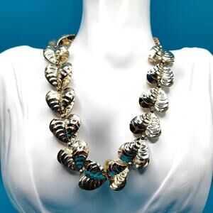 Vintage Heart Leaf Choker Necklace, Length 15 1/2 Inches
